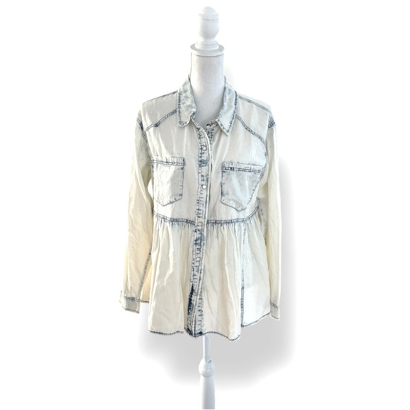 BiBi Snap Down Peplum Washed Shirt NWT Size XL - Picture 1 of 5